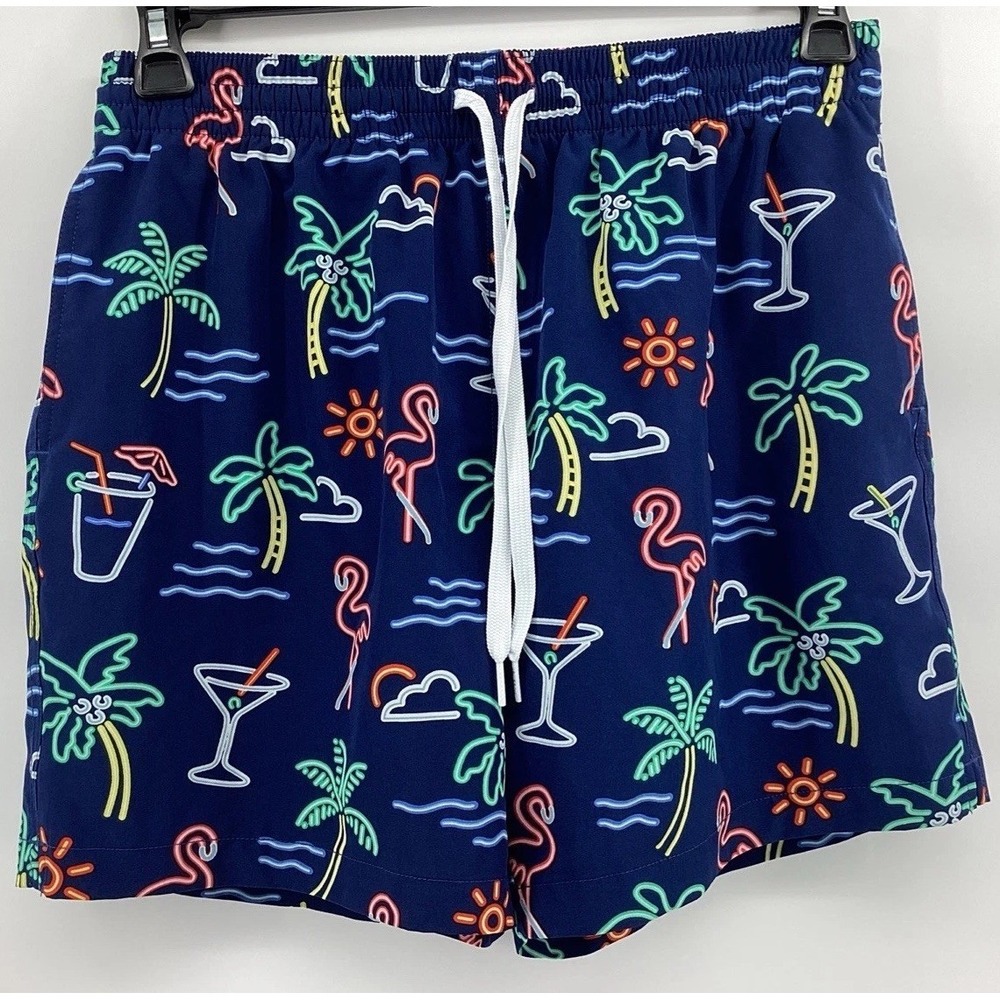 Chubbies Swim Trunks Mens Large Blue Tropical Flamingo Print 5.5 Inseam Lined